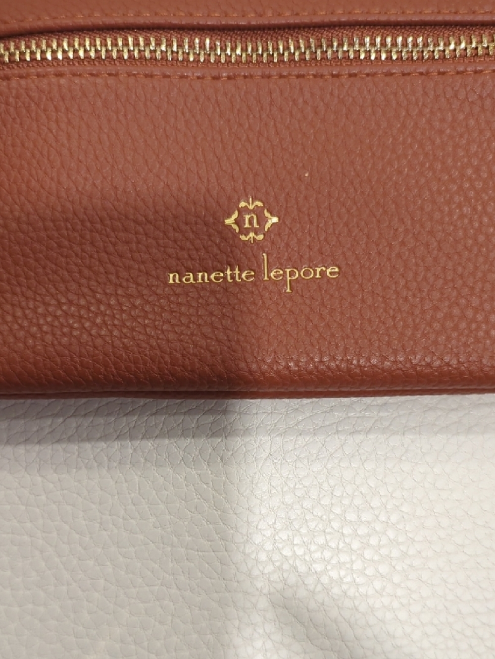 Nanette Lepore Cognac Brown Pebbled Leather Wristlet - Picture 3 of 8